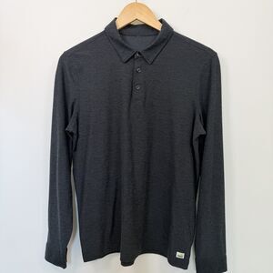 Vuori Polo Mens Small Gray Strato Tech Long Sleeve Performance Casual Travel